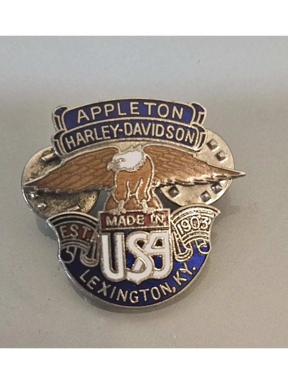 VINTAGE Signed TMR HARLEY DAVIDSON Appleton Lexington, Kentucky Bald Eagle Pin